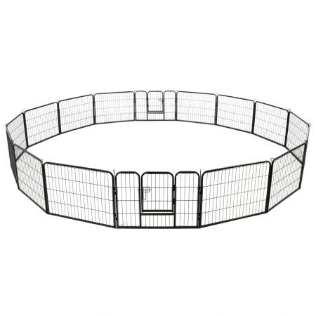 Dog Playpen 16 Panels Steel 60x80 cm Black