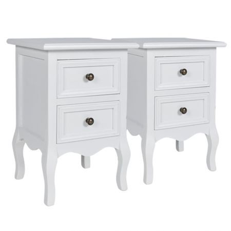 Nightstands 4 pcs with 2 Drawers MDF White