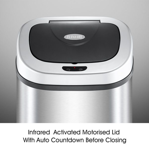 80L Dual Sensor Rubbish Bin Recycle Automatic Garbage Kitchen Waste Trash Can Stainless Steel Maxkon