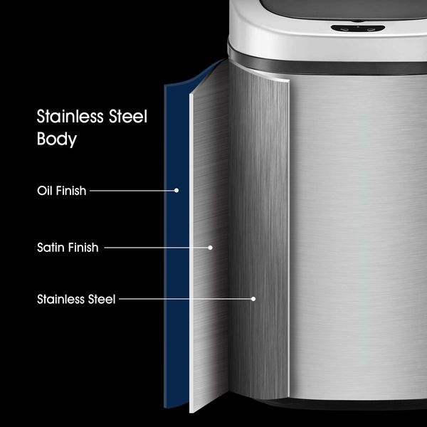 80L Dual Sensor Rubbish Bin Recycle Automatic Garbage Kitchen Waste Trash Can Stainless Steel Maxkon