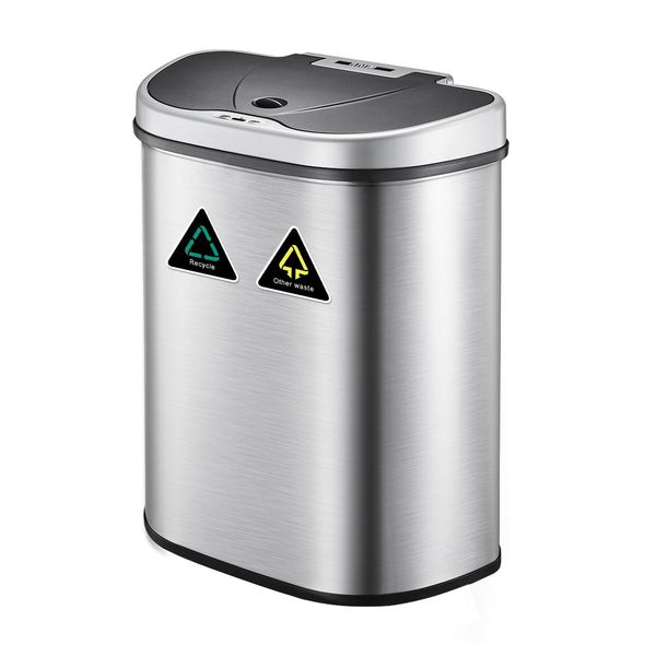 Sensor Rubbish Bin 70L Motion Dual Kitchen Waste Can Auto Recycle Bin Maxkon