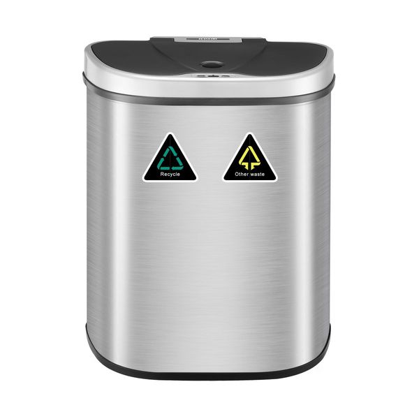 Sensor Rubbish Bin 70L Motion Dual Kitchen Waste Can Auto Recycle Bin Maxkon