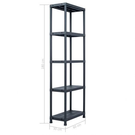 Storage Shelf Racks 2 pcs Black 125 kg 60x30x180 cm Plastic