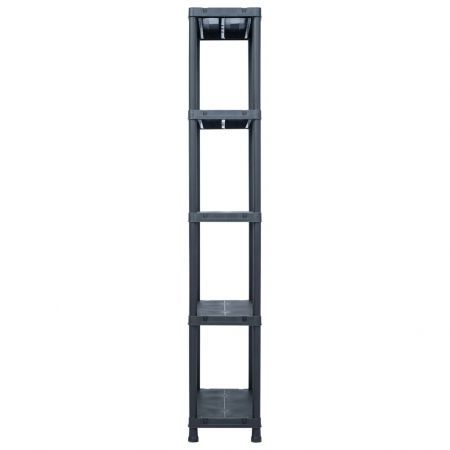 Storage Shelf Racks 5 pcs Black 125 kg 60x30x180 cm Plastic