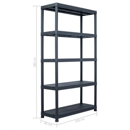 Storage Shelf Racks 2 pcs Black 500 kg 100x40x180 cm Plastic