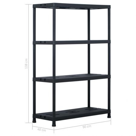 Storage Shelf Racks 2 pcs Black 220 kg 90x40x138 cm Plastic