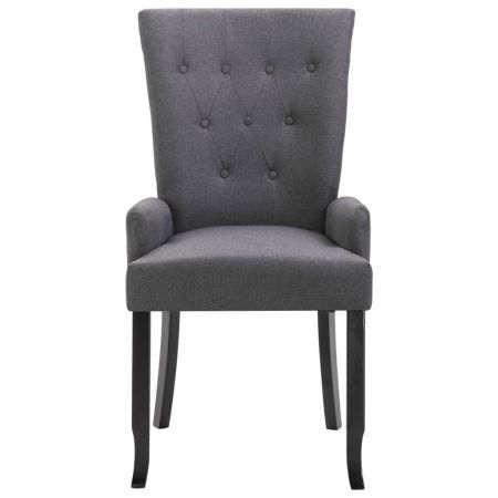 Dining Chair with Armrests 2 pcs Dark Grey Fabric