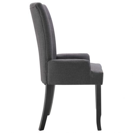 Dining Chair with Armrests 2 pcs Dark Grey Fabric