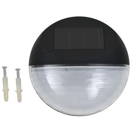 Outdoor Solar Wall Lamps LED 24 pcs Round Black