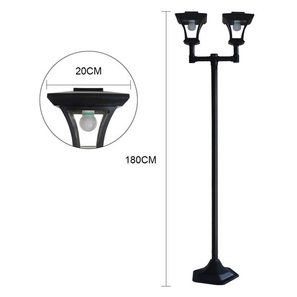 Deluxe Outdoor Solar Lights Garden Lamp Post with Double Lamp 