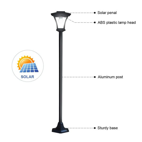 Deluxe Outdoor Solar Lights Garden Lamp Post