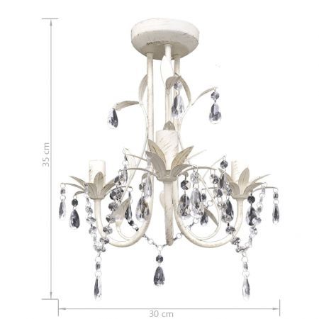 Crystal Pendant Ceiling Lamp Chandeliers 2 pcs Elegant White