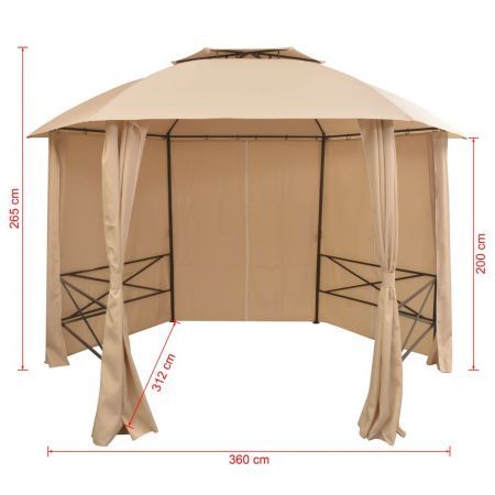 Garden Marquee Pavilion Tent with Curtains Hexagonal 360x265 cm