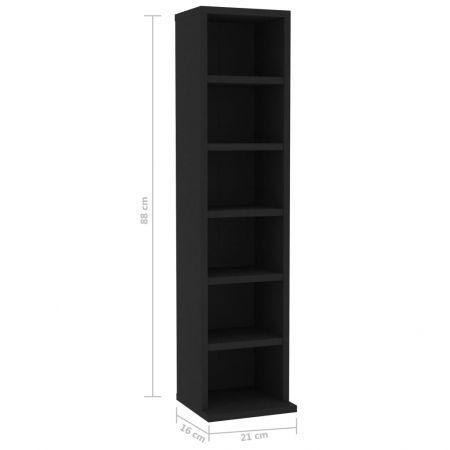 CD Cabinet Black 21x16x88 cm Chipboard