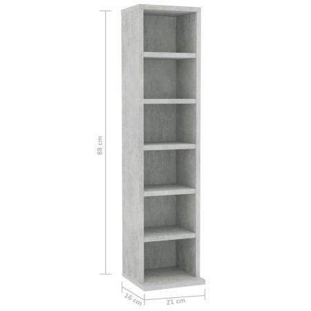 CD Cabinet Concrete Grey 21x16x88 cm Chipboard