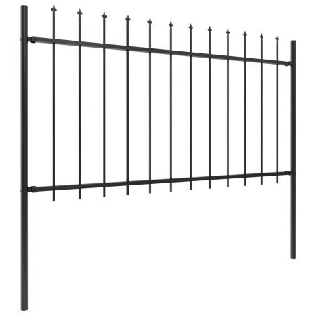 Garden Fence with Spear Top Steel 1.7x1 m Black