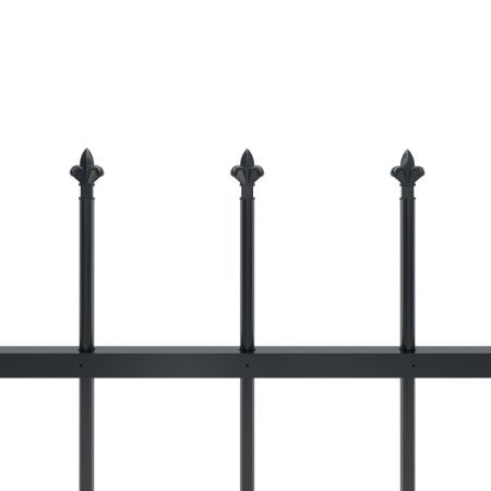 Garden Fence with Spear Top Steel 1.7x1 m Black