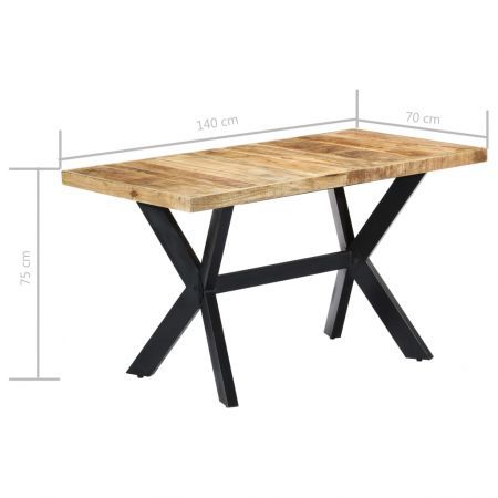 Dining Table 140x70x75 cm Solid Rough Mango Wood