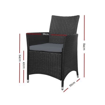 Gardeon 2PC Outdoor Dining Chairs Patio Furniture Wicker Garden Cushion Idris