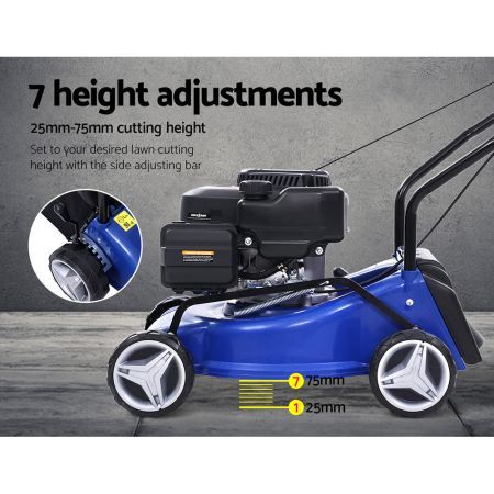 Lawn Mower 17'' 139cc Petrol Powered Push Lawnmower 4 Stroke Engine Deck