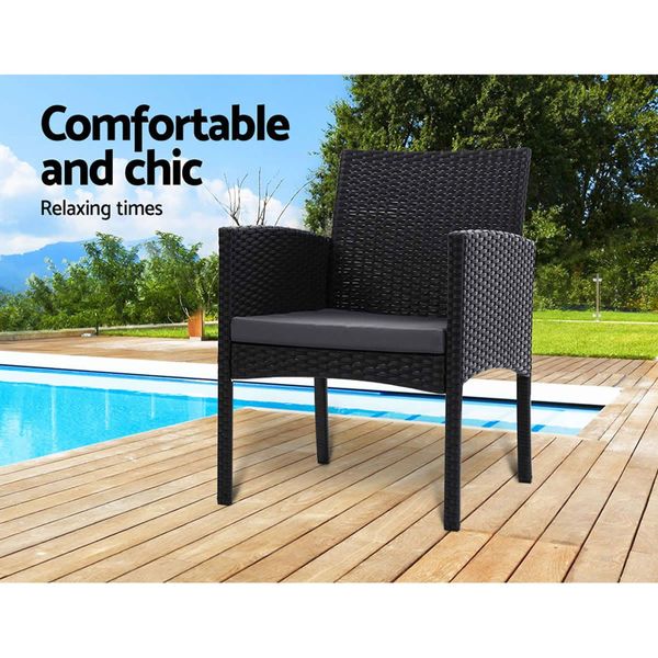 Gardeon 2PC Outdoor Dining Chairs Patio Furniture Rattan Lounge Chair XL Ezra