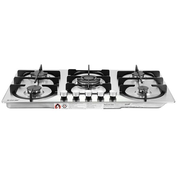 5 Burner Gas Cooktop Hob Stainless Steel Kitchen Gas Stove NG LPG