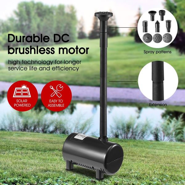 100W Solar Powered Fountain Water Pump for Birdbath Fish Pond Garden Pool 