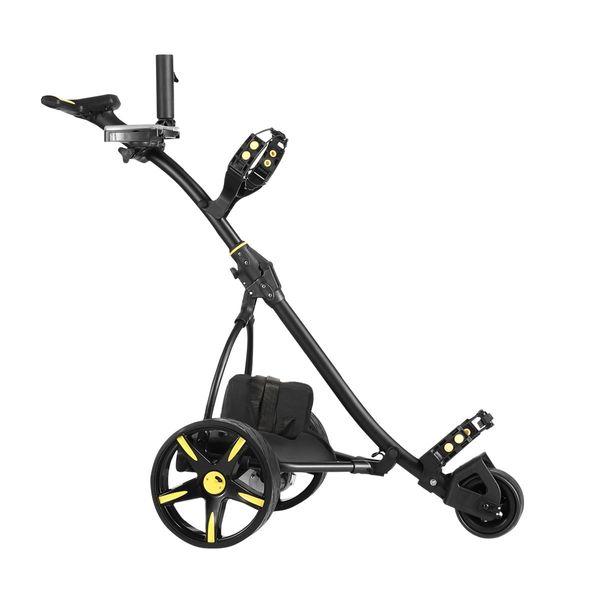 Electric Golf Trolley 3 Wheel Foldable Push Golf Buggy Cart 3 Distance Control LED Display-Black