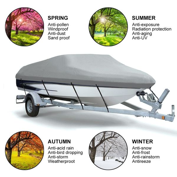 OGL 14-16 ft Trailerable Boat Cover Waterproof Marine Grade Fabric for V Hull Fishing Boats 