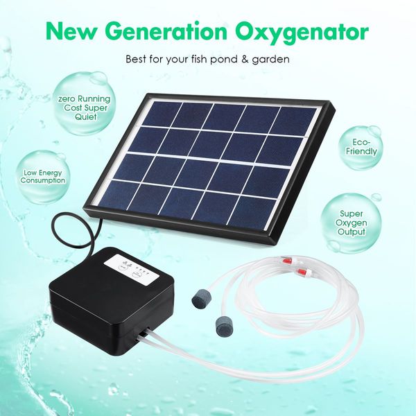 20W Solar Powered Panel Air Oxygenator Pump for Fish Pond Outdoor Pool