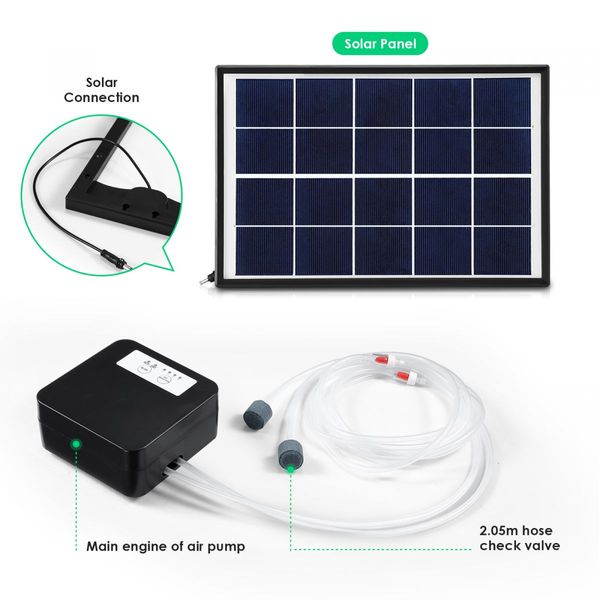 20W Solar Powered Panel Air Oxygenator Pump for Fish Pond Outdoor Pool