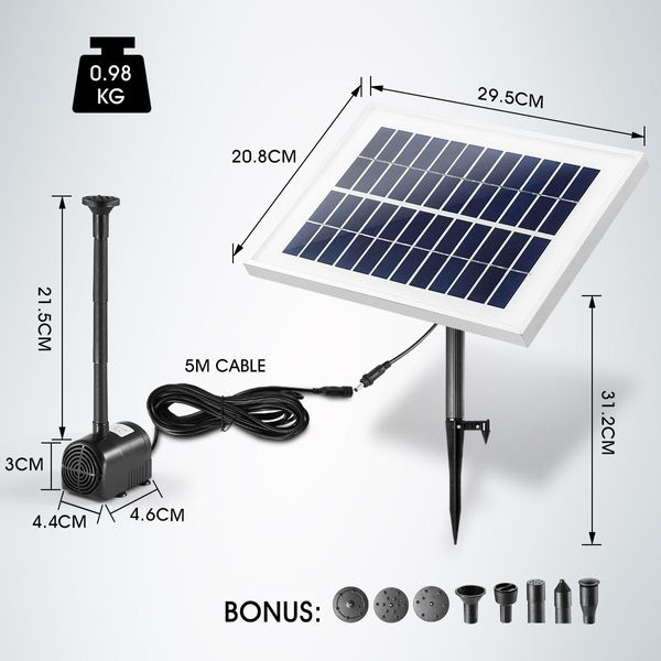 20W Solar Powered Fountain Water Pump for Outdoor Garden Pond Pool