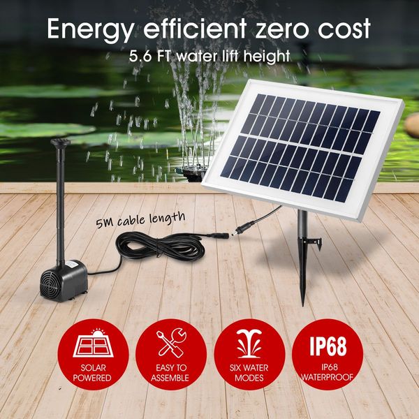 20W Solar Powered Fountain Water Pump for Outdoor Garden Pond Pool