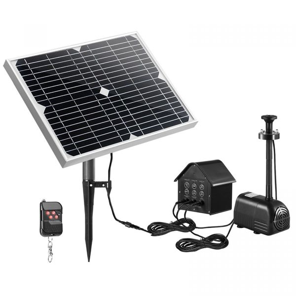 70W Solar Fountain Water Pump with Battery and LED Light for Birdbath Garden Pool