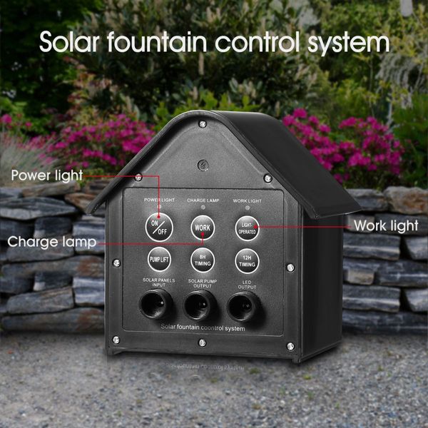 70W Solar Fountain Water Pump with Battery and LED Light for Birdbath Garden Pool