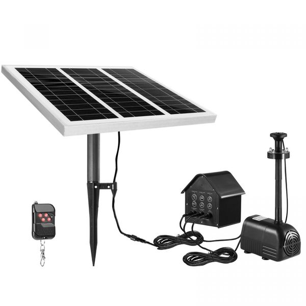 100W Solar Fountain Water Pump with Battery and LED Light for Birdbath Garden Pool