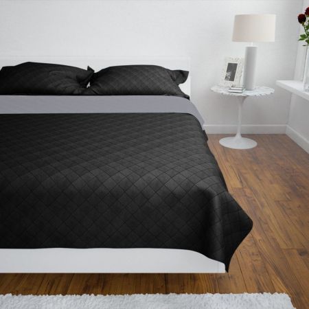 Double-sided Quilted Bedspread Black/Grey 220 x 240 cm