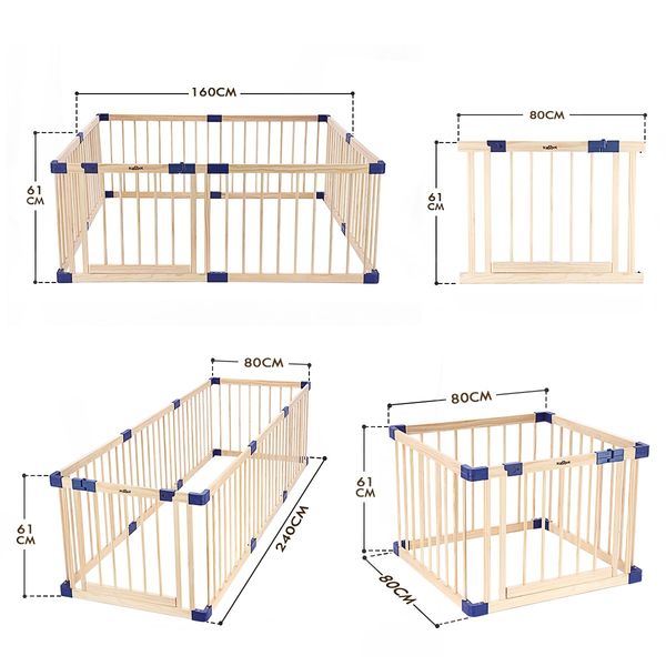 Wooden Baby Playpen Fence Barrier Kids Enclosure Activity Centre Safety Gate Play Room Yard for Child Toddler 8 Panels