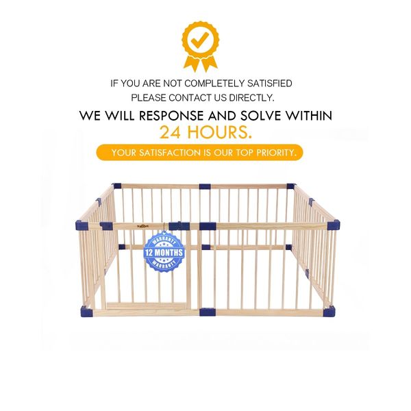 Wooden Baby Playpen Fence Barrier Kids Enclosure Activity Centre Safety Gate Play Room Yard for Child Toddler 8 Panels