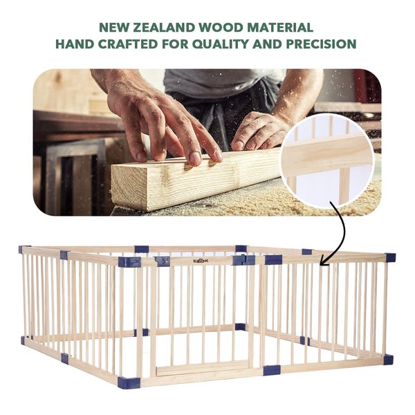 Wooden Baby Playpen Fence Barrier Kids Enclosure Activity Centre Safety Gate Play Room Yard for Child Toddler 8 Panels