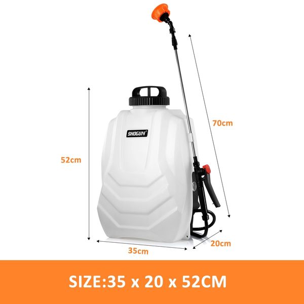 16L Backpack Sprayer Electric Weed Sprayer Garden Farm Pump Spraying - White