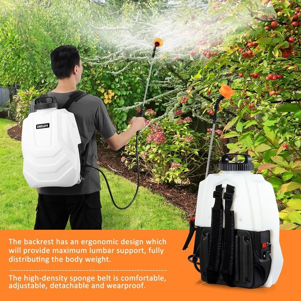 16L Backpack Sprayer Electric Weed Sprayer Garden Farm Pump Spraying - White