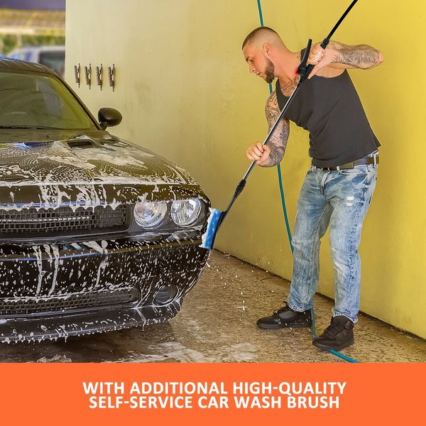 Garden Sprayer on Wheels 16L 12V Pump Weed Sprayer with Car Wash Brush Orange