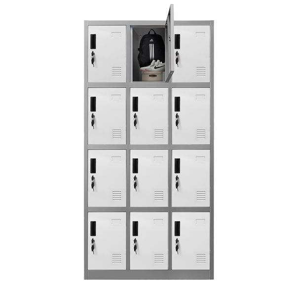 12 Doors Locker Cabinet Steel Storage Cupboard for Home Office School Gym