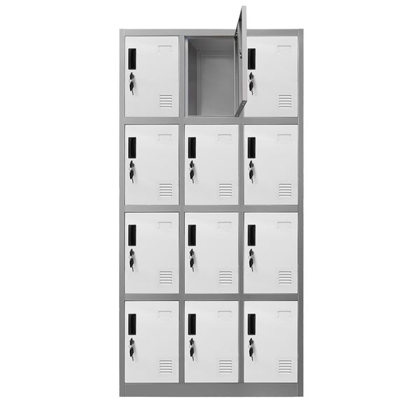 12 Doors Locker Cabinet Steel Storage Cupboard for Home Office School Gym