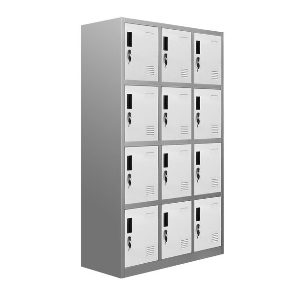 12 Doors Locker Cabinet Steel Storage Cupboard for Home Office School Gym