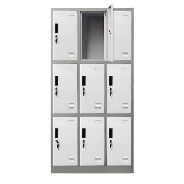 9 Doors Locker Cabinet Steel Storage Cupboard for Home Office School Gym