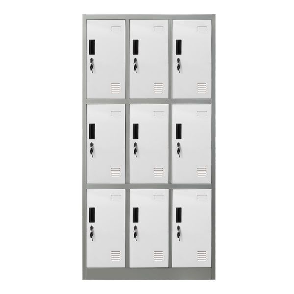 9 Doors Locker Cabinet Steel Storage Cupboard for Home Office School Gym