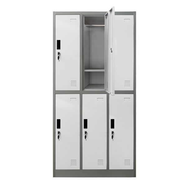 6 Doors Locker Cabinet Steel Storage Cupboard for Home Office School Gym