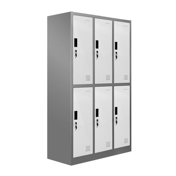 6 Doors Locker Cabinet Steel Storage Cupboard for Home Office School Gym